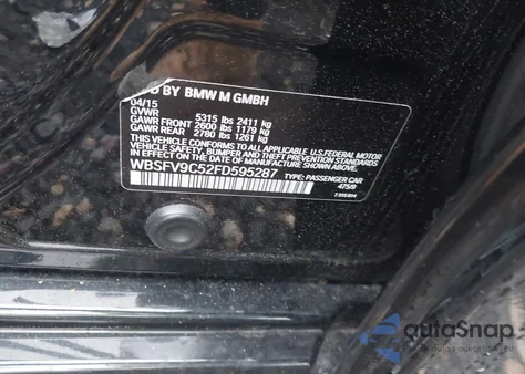 2015 BMW M5 z USA, uszkodzony, nr VIN WBSFV9C52FD595287